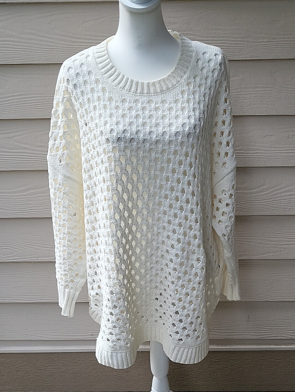 Torrid Cream Ivory Open-Knit Sweater Size 3X Lightweight Crewneck